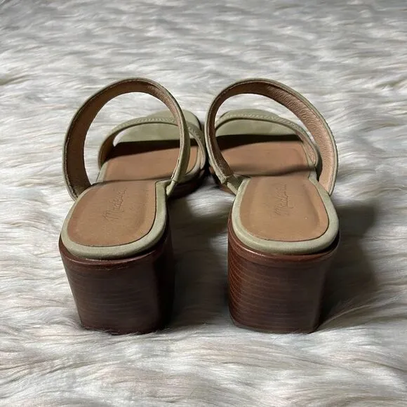 Madewell The Saige Double-Strap Leather Sandal in Nubuck Leather in Pale Lichen