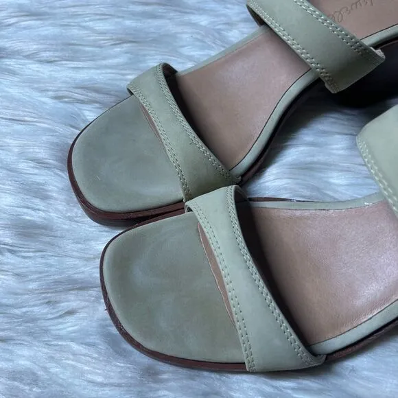 Madewell The Saige Double-Strap Leather Sandal in Nubuck Leather in Pale Lichen