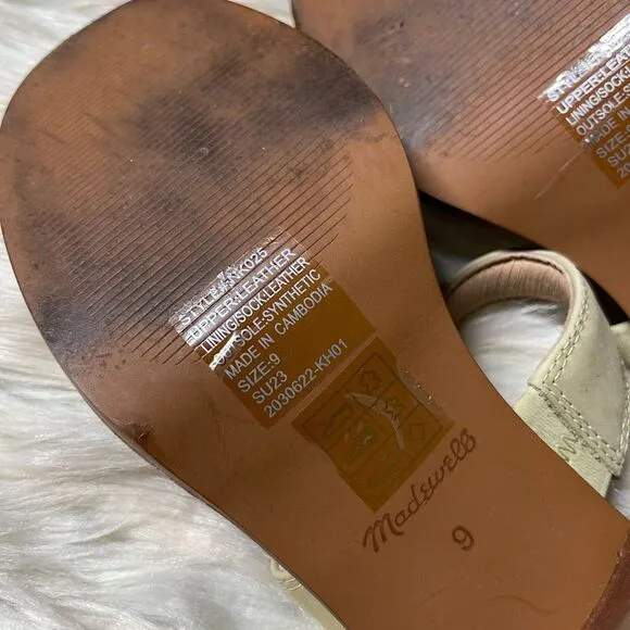 Madewell The Saige Double-Strap Leather Sandal in Nubuck Leather in Pale Lichen