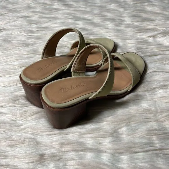 Madewell The Saige Double-Strap Leather Sandal in Nubuck Leather in Pale Lichen