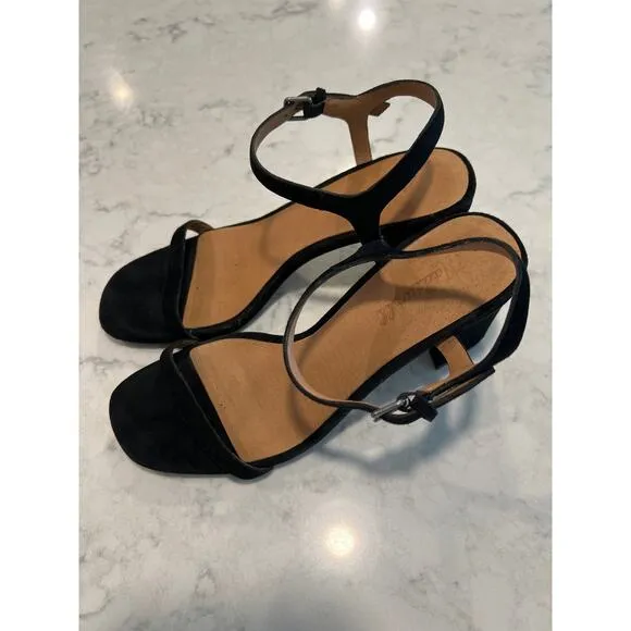 Madewell‎ Women’s The Hollie Ankle-Strap Heels Sandal in Suede Size 6.5 Black
