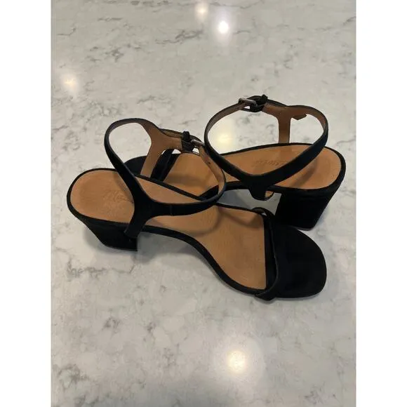 Madewell‎ Women’s The Hollie Ankle-Strap Heels Sandal in Suede Size 6.5 Black