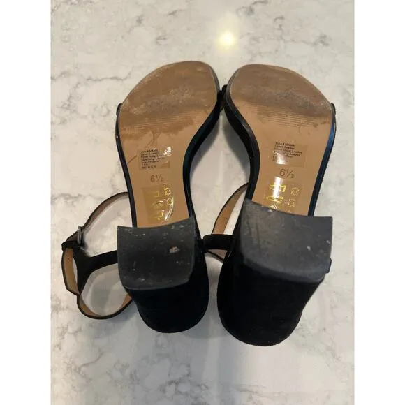 Madewell‎ Women’s The Hollie Ankle-Strap Heels Sandal in Suede Size 6.5 Black