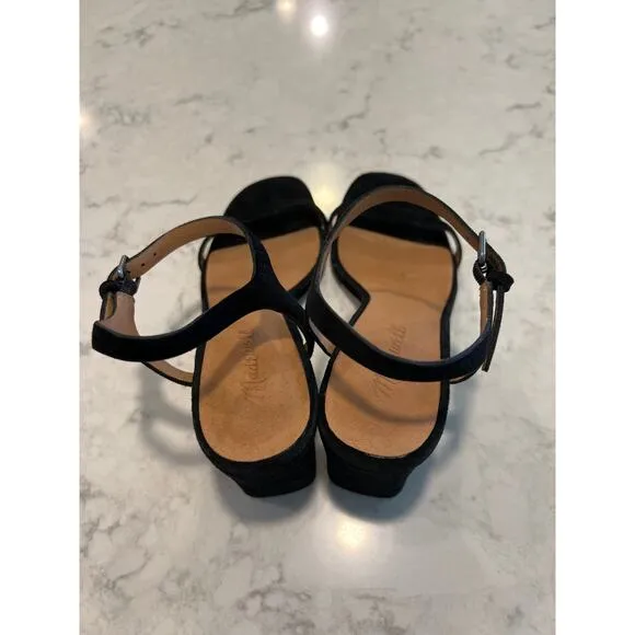 Madewell‎ Women’s The Hollie Ankle-Strap Heels Sandal in Suede Size 6.5 Black
