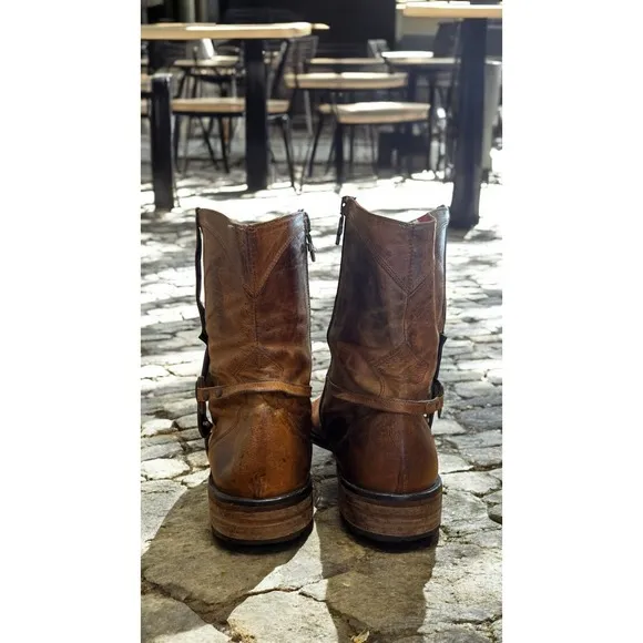 Mark Nason Crafted In Italy  Leather Cross Zip Boots Men 13 Distressed Western