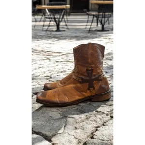 Mark Nason Crafted In Italy  Leather Cross Zip Boots Men 13 Distressed Western