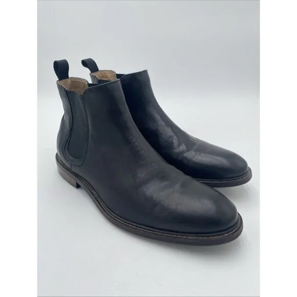 Men Aston Grey Black Leather Chelsea Boot Sz 9.5 Model 2705 Pagliaga Ankle Boots