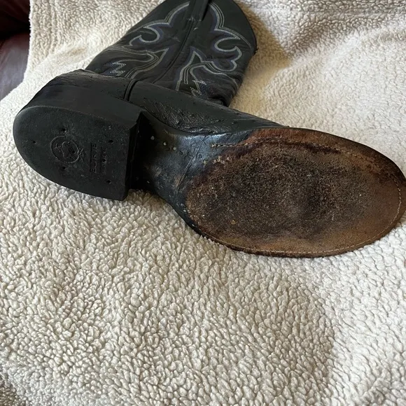 Men Black Genuine Ostrich Western Roper Boots Mfg In Mexico by Panhandle Slim