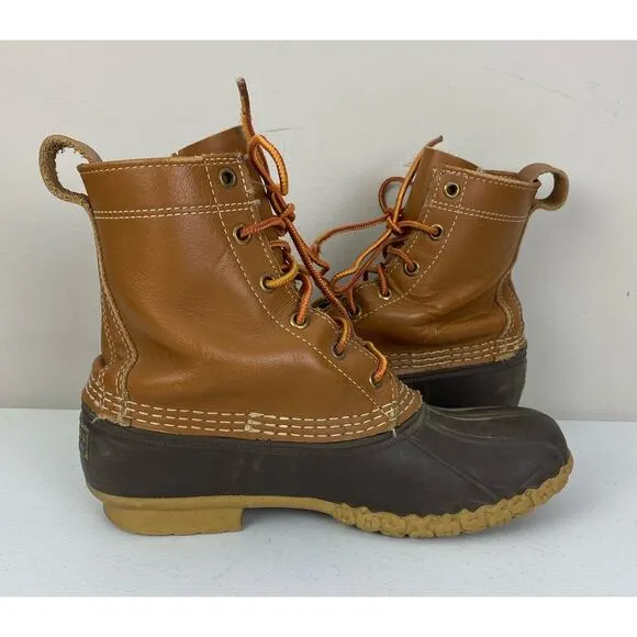 Men L.L. Bean Freeport Maine USA leather duck rain boots shoes, 7M