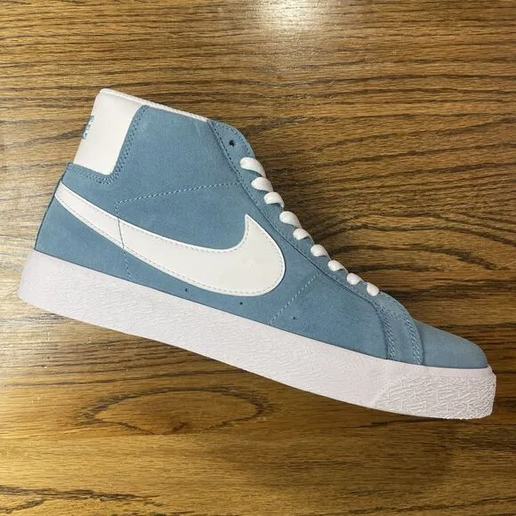 Mens Nike SB Zoom Blazer Mid Cerulean Blue White Shoes Size 9.5 NEW Skateboard