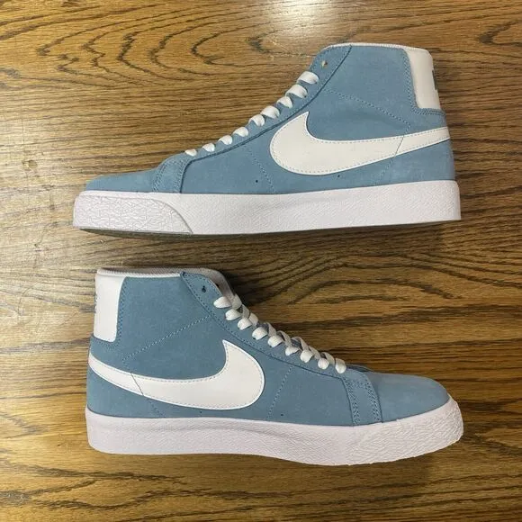 Mens Nike SB Zoom Blazer Mid Cerulean Blue White Shoes Size 9.5 NEW Skateboard