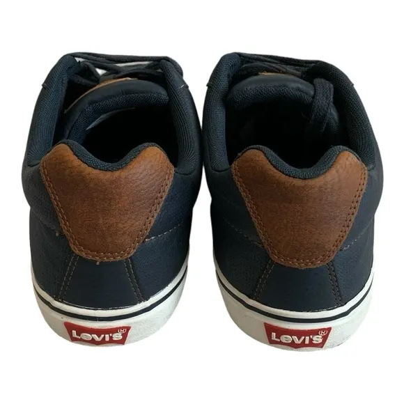 Mens Shoes Levi's Turner Sneakers Navy Blue Brown Lace Up Athletic Shoes