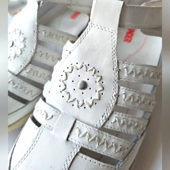 Mephisto Allrounder Galina Fisherman White Genuine Leather Sandals Size 10.5