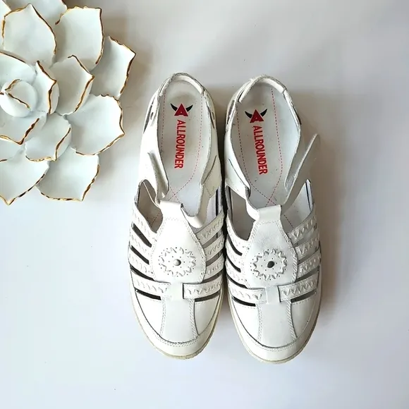Mephisto Allrounder Galina Fisherman White Genuine Leather Sandals Size 10.5