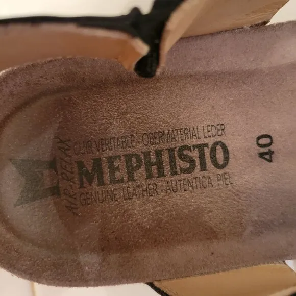 Mephisto Cork Footbed Sandals 10 Snakeskin Print Grey Leather AGAVE Adjustable S