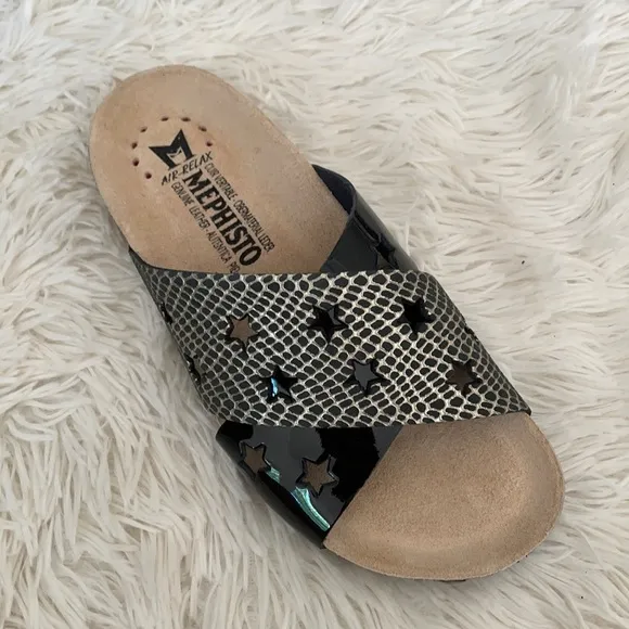 Mephisto Metallic/Patent Leather Sandals