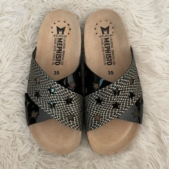 Mephisto Metallic/Patent Leather Sandals