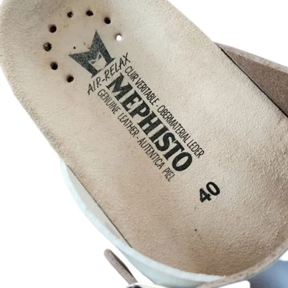 Mephisto Women's Helen Mix Thong Sandals , White Patent/Nickel Star, Sz 40 (9.5)