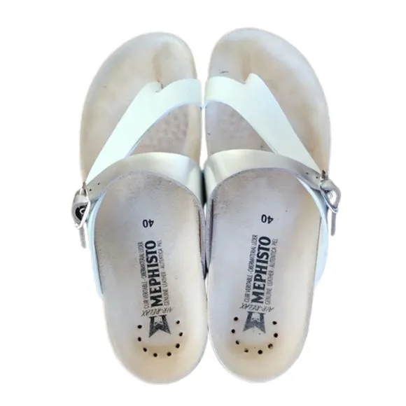 Mephisto Women's Helen Mix Thong Sandals , White Patent/Nickel Star, Sz 40 (9.5)