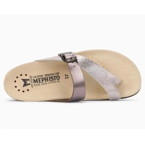 Mephisto Women's Helen Mix Thong Sandals , White Patent/Nickel Star, Sz 40 (9.5)