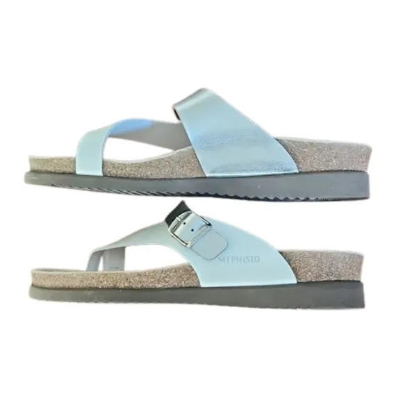 Mephisto Women's Helen Mix Thong Sandals , White Patent/Nickel Star, Sz 40 (9.5)