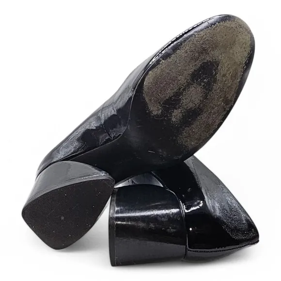 Mercedes Castillo Womens Black Patent Leather Round Toe Classic Pumps Black Sz 7