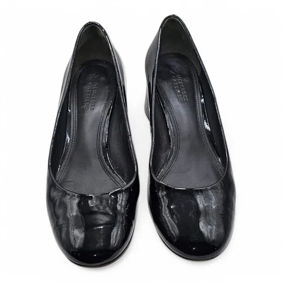 Mercedes Castillo Womens Black Patent Leather Round Toe Classic Pumps Black Sz 7