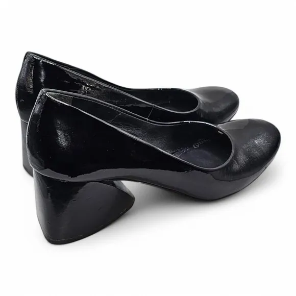 Mercedes Castillo Womens Black Patent Leather Round Toe Classic Pumps Black Sz 7