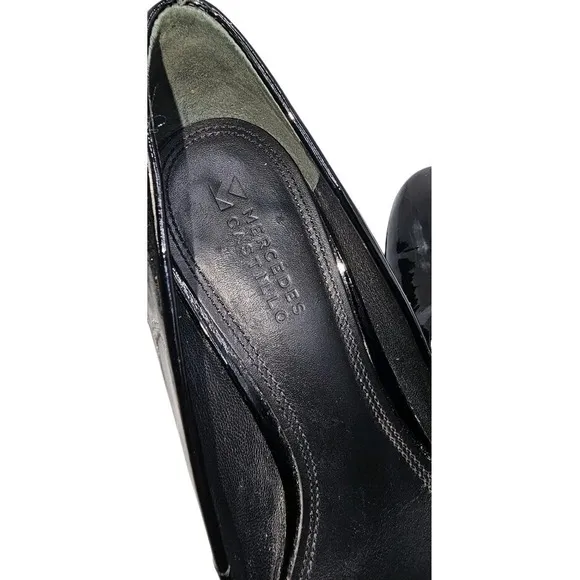 Mercedes Castillo Womens Black Patent Leather Round Toe Classic Pumps Black Sz 7