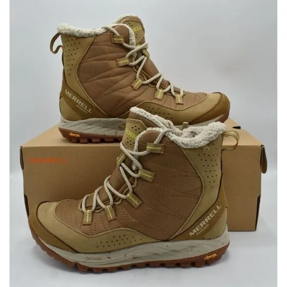 Merrell Womens Size 8 Antora Mid Tobacco Waterproof Insulated Sneaker Boots