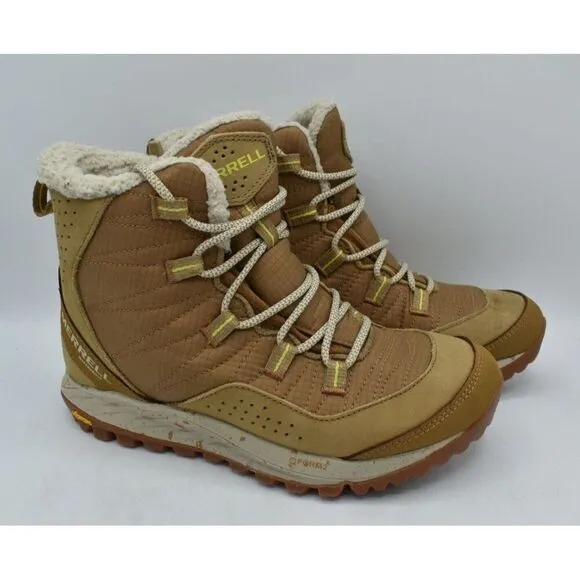 Merrell Womens Size 8 Antora Mid Tobacco Waterproof Insulated Sneaker Boots