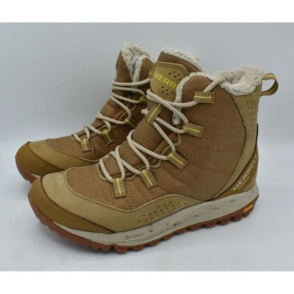 Merrell Womens Size 8 Antora Mid Tobacco Waterproof Insulated Sneaker Boots