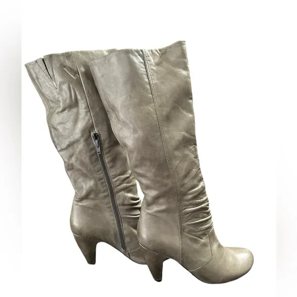 MIZ MOOZ Shelley Buttery Soft  Scrunched Tall Zip Green Gray Boots 10 New Flaw
