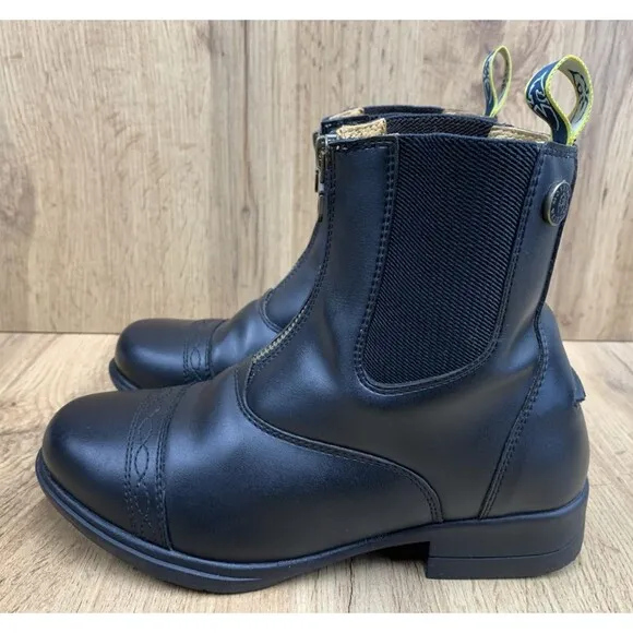 Moretta Clio Paddock Boots Black Leather Horse Riding Equestrian Youth Size 4