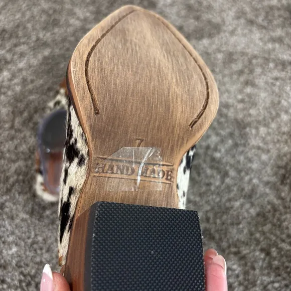 Myra HEELY WESTERN HAND-TOOLED MULES Size 7 Black and White NEW IN BAG