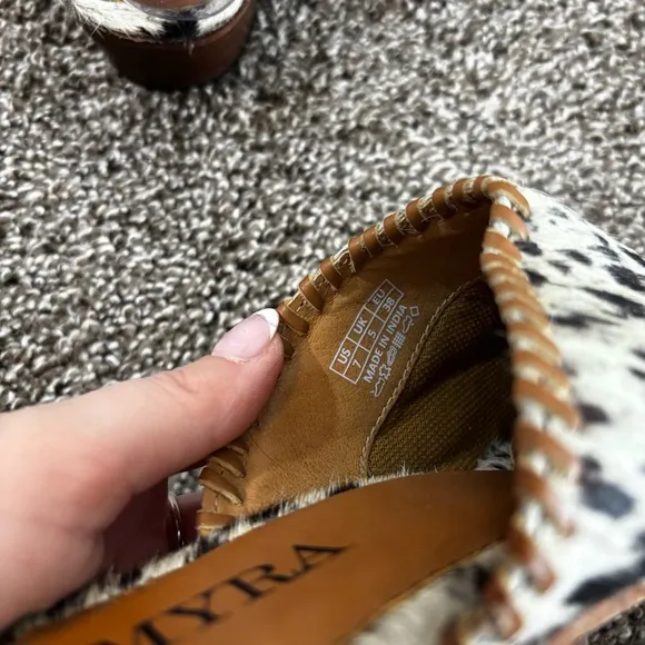 Myra HEELY WESTERN HAND-TOOLED MULES Size 7 Black and White NEW IN BAG