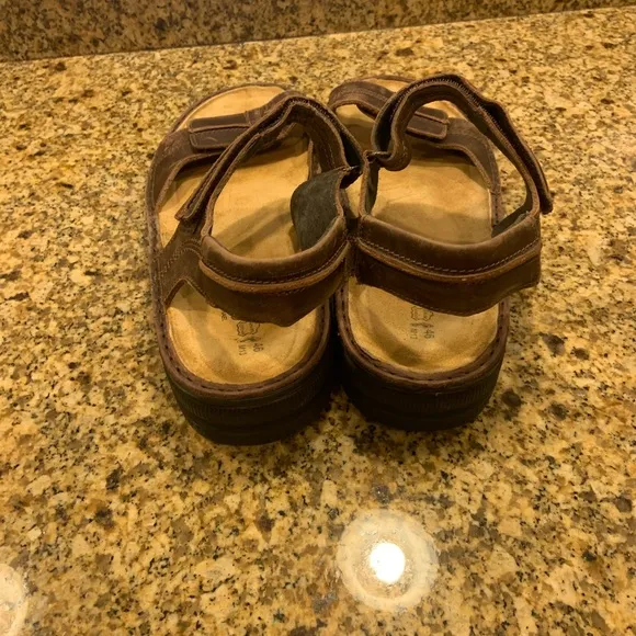 Naot Brown Comfort Ankle Strap Sandals Cork Sole 46 US 13 Israel Walking shoes