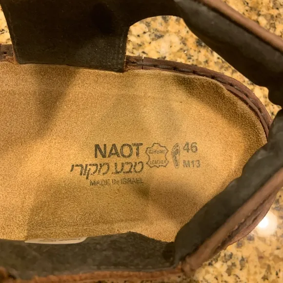 Naot Brown Comfort Ankle Strap Sandals Cork Sole 46 US 13 Israel Walking shoes