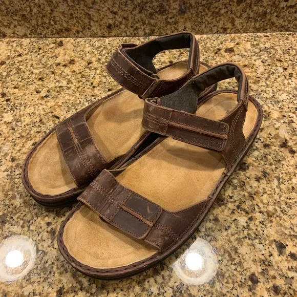 Naot Brown Comfort Ankle Strap Sandals Cork Sole 46 US 13 Israel Walking shoes