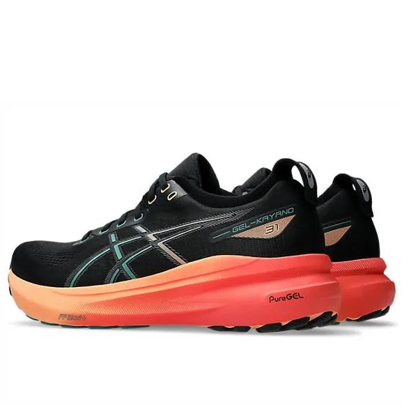 NEW ASICS men's kayano 31 running shoes in black/rainy lake