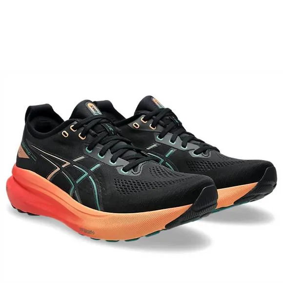 NEW ASICS men's kayano 31 running shoes in black/rainy lake
