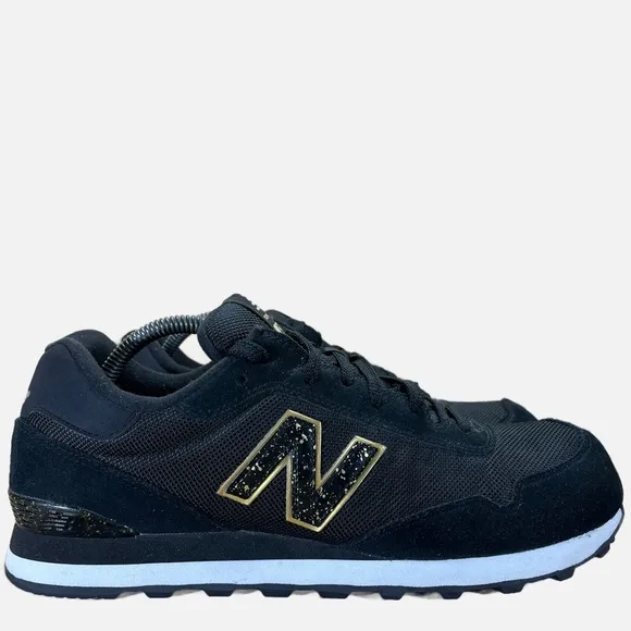 New Balance 515 SUEDE Womens Size 12 Shoes Sneakers Black/Gold Metallic WL515HRB