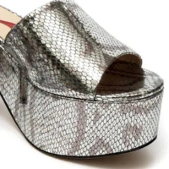 NEW CLAUDIA LISOTTA Made In Brazil Leather Naomi Platform Sandal silver 663mn