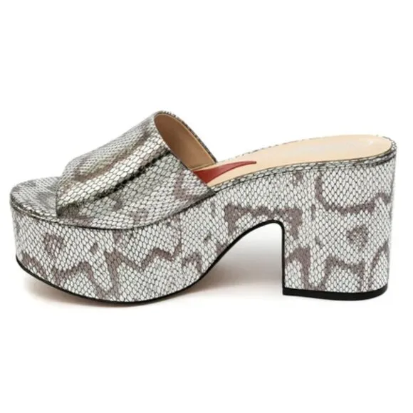 NEW CLAUDIA LISOTTA Made In Brazil Leather Naomi Platform Sandal silver 663mn