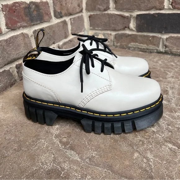 NEW Dr Marten Audrick 3 Eye Cobblestone Grey Platform Derby Shoes Sz 9