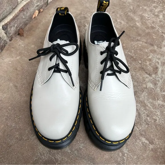 NEW Dr Marten Audrick 3 Eye Cobblestone Grey Platform Derby Shoes Sz 9