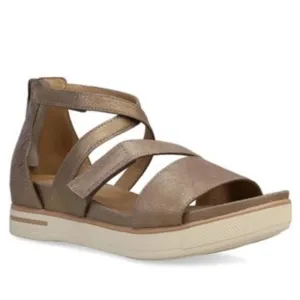 New EILEEN FISHER Women Size 7 Platinum Story Platform Wedge Sandals Zip Straps
