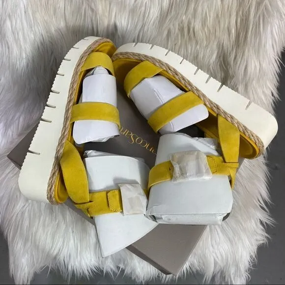 NEW Franco Sarto L-Jackson Sport sandals yellow suede leather platform 9