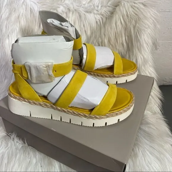 NEW Franco Sarto L-Jackson Sport sandals yellow suede leather platform 9