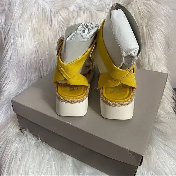 NEW Franco Sarto L-Jackson Sport sandals yellow suede leather platform 9